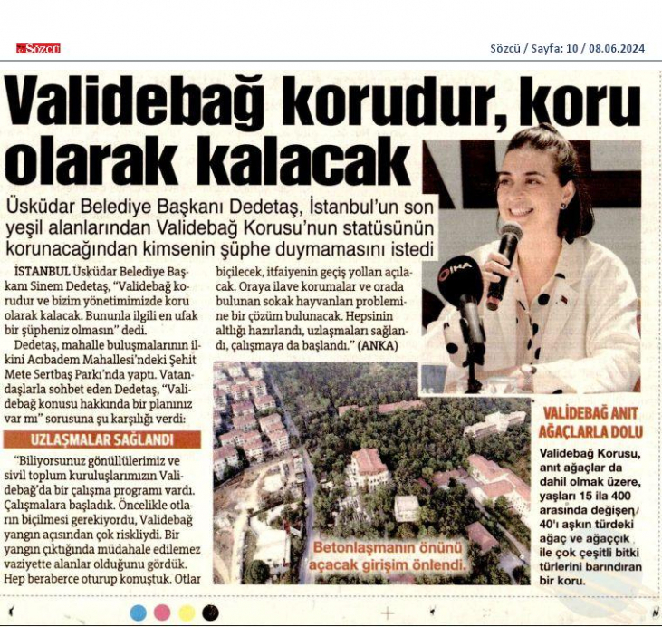 Validebağ Korudur, Koru Olarak Kalacak