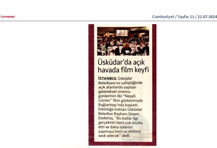 Üsküdar'da Açık Havada Film Keyfi