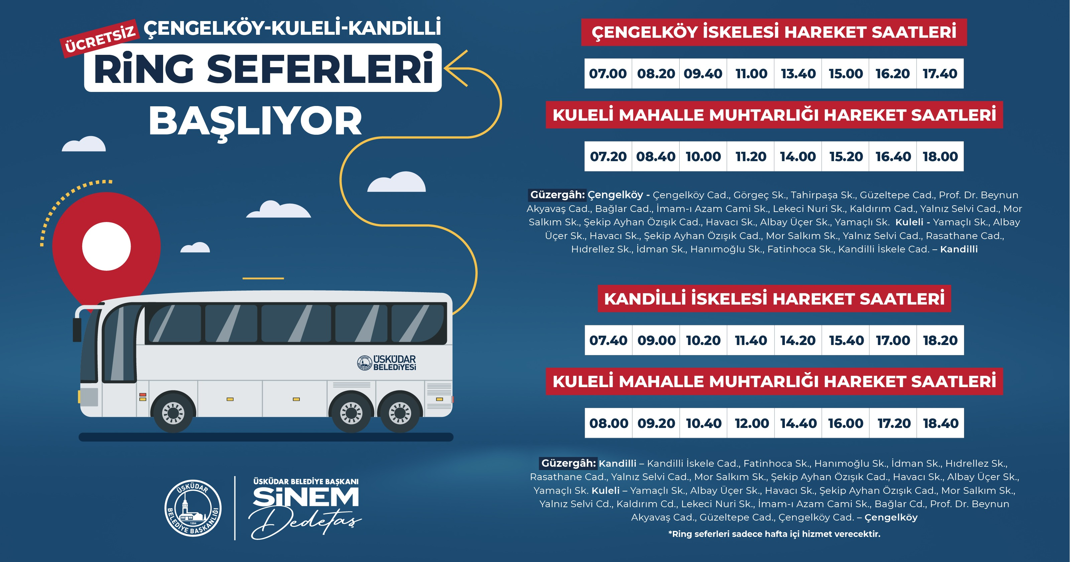 ÜSKÜDAR'DA ÇENGELKÖY - KULELİ - KANDİLLİ RİNG SEFERLERİ BAŞLIYOR